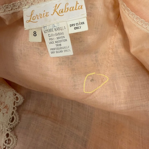 Vintage 1980s LORRIE KABALA Victorian 2pc Lace Linen Set, Juliet Sleeves Size 8 - Picture 15 of 16